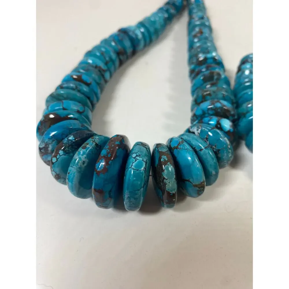 Graduated Blue Turquoise NuggetsNecklace and Braclet - Picture 5 of 10